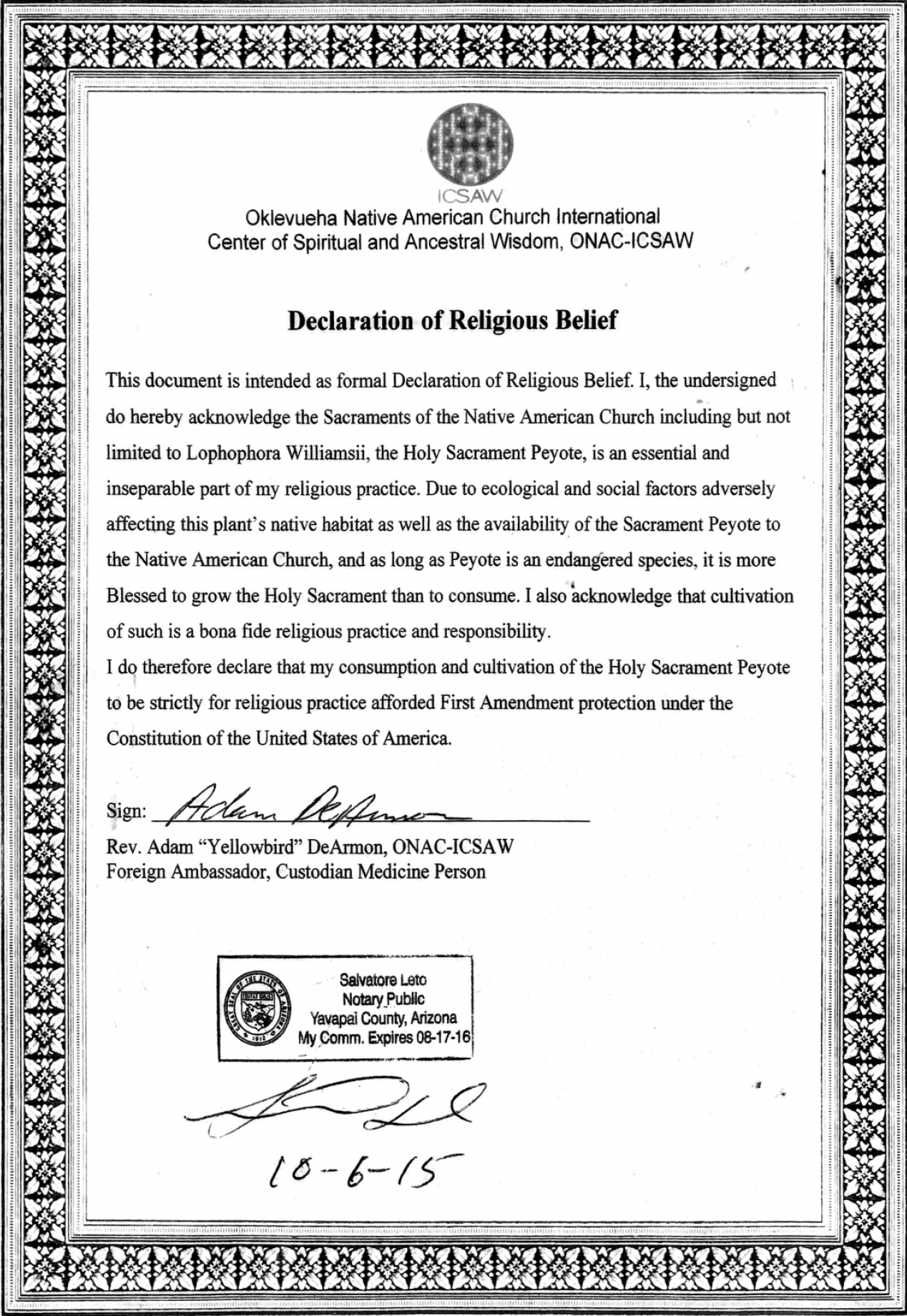 ONAC-of-ICSAW-Declaration-of-Religious-Belief
